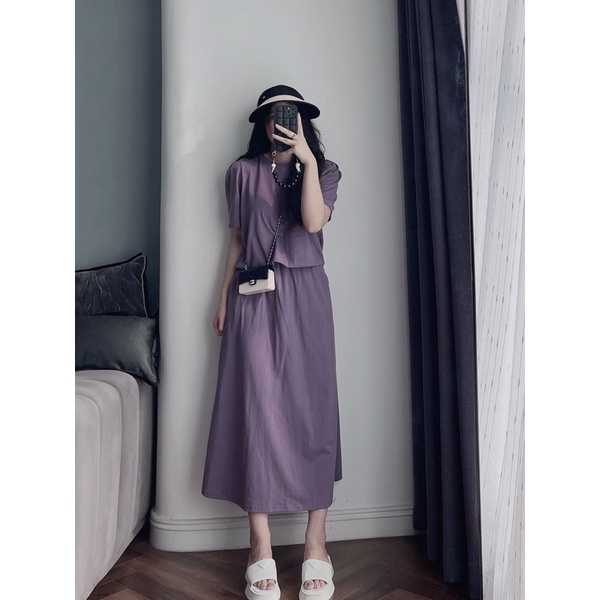 SỈ SET ÁO KHOÉT LƯNG CHÂN VÁY 2 MÀU CHO NỮ Q931063