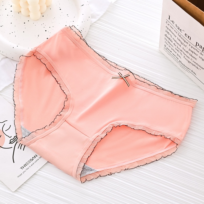 Quần lót chip nữ cotton màu dễ thương KIMCHIBIKINI Quần xì bikini nót silit nữ xinh ôm bụng cute QL044