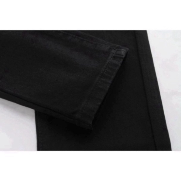 Quần Jean Dài Nam Rách Gối black color Chất Bò thời thượng co và giãn 4D đẹp tuyệt vời , From Dáng SkinnY a4 a735 q8s f5