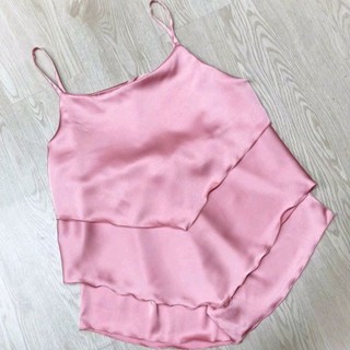 Sét bộ ngủ 2 dây phi lụa satin 2 tầng mềm mịn