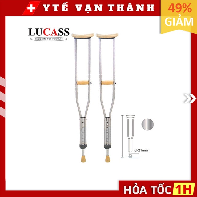 ✅ Nạng Chống Nách Lucass C33 (C-33) (Inox) | Cao Cấp - Chắc Chắn - Tăng Giảm Chiều Cao -VT0889