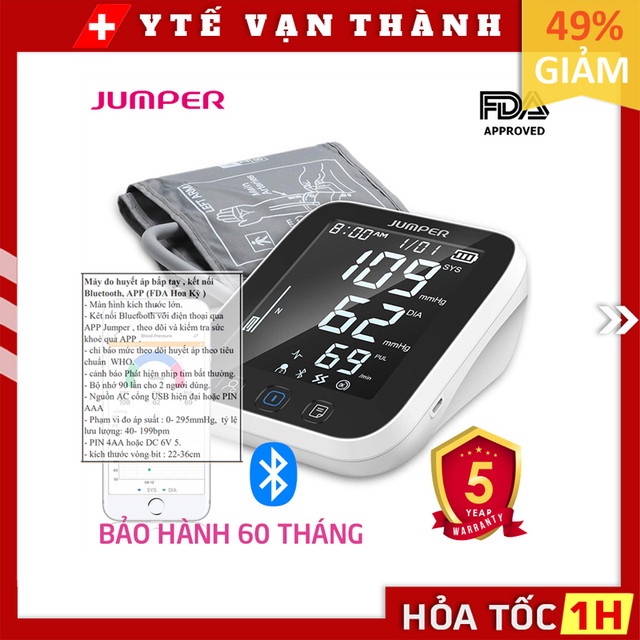 ✅ Máy Đo Huyết Áp Bắp Tay Jumper JPD - HA121 (Bluetooth) | (Công Nghệ Đức) -VT0964