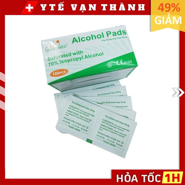✅ Gạc Tẩm Cồn GreetMed (Hộp 100 Miếng) | (Cồn Miếng, Alcohol Pads) Hoặc Hiệu Thương Đương -VT0177