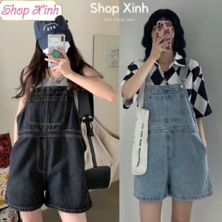 Quần sooc yếm jeans có túi ngực, Quần yếm sooc bò 2 màu xinh xắn