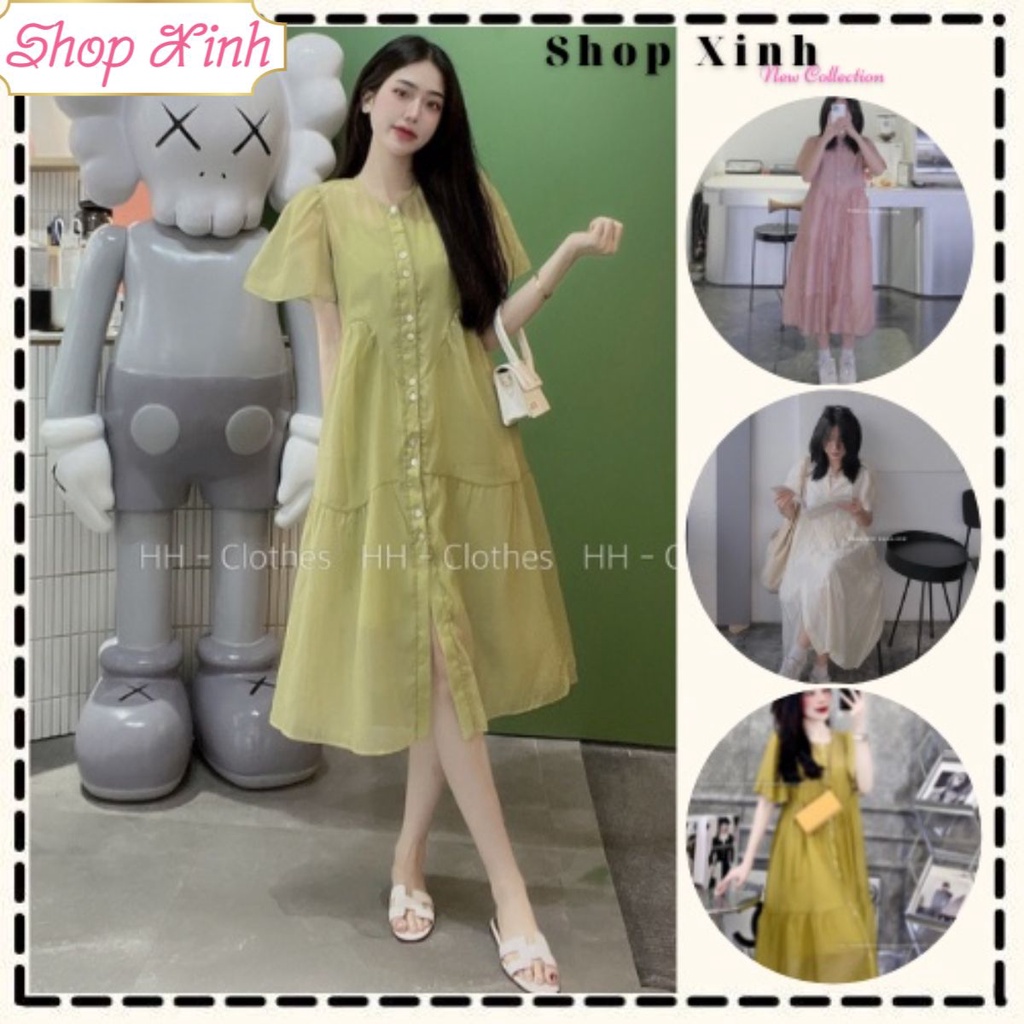 Đầm Maxi nữ bèo tơ hàng tơ nhật QC, Váy bầu bèo tơ hot trend ( màu trắng/ vàng/ hồng/xanh ) ShopXinh888888