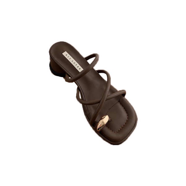 Dép nữ đế cao Dép xăng đan cao gót gót thô thời trang nữ