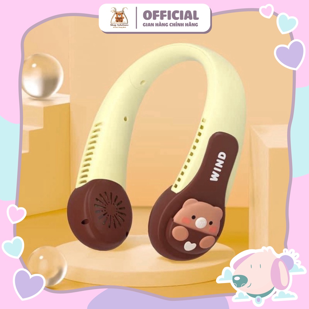 Quạt mini hình thú sạc tích điện USB dung lượng pin lớn 3 cấp độ gió êm ái, Kích thước: 192 x175 x 60 mm
