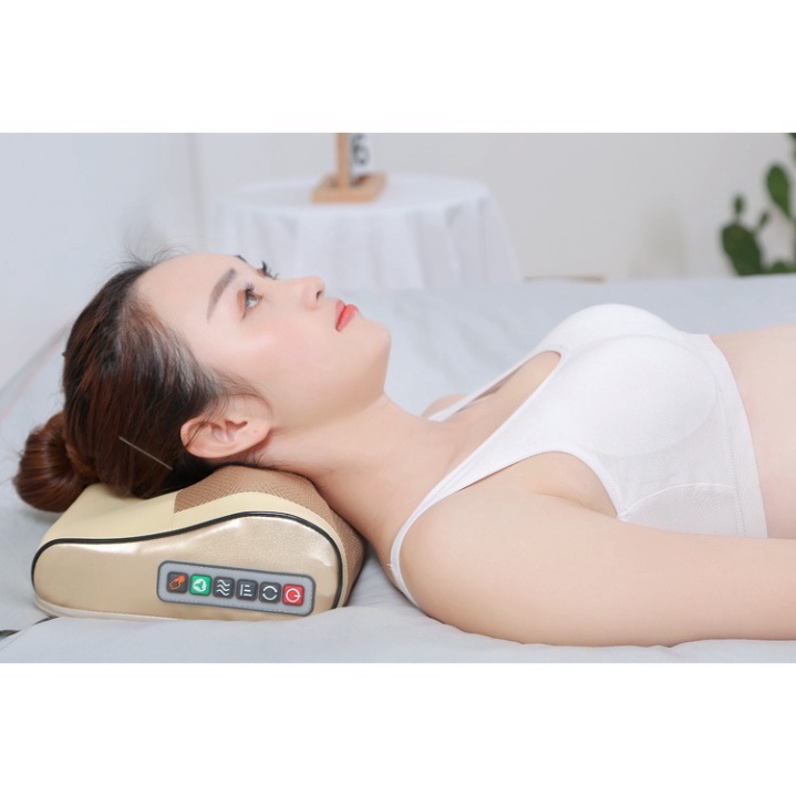 Máy Massa Cổ Vai Gáy; Gối Massage Rung Xoay Hồng Ngoại 16 Bi BEAME SA-G38 Hàng Chính Hãng