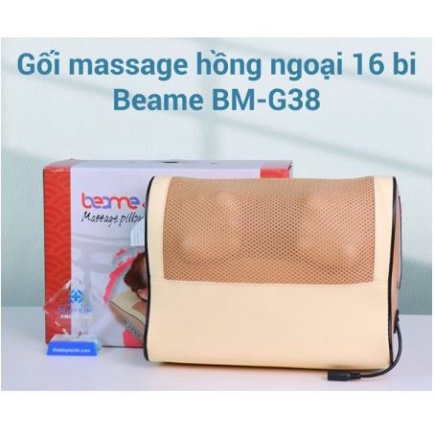 Máy Massa Cổ Vai Gáy; Gối Massage Rung Xoay Hồng Ngoại 16 Bi BEAME SA-G38 Hàng Chính Hãng