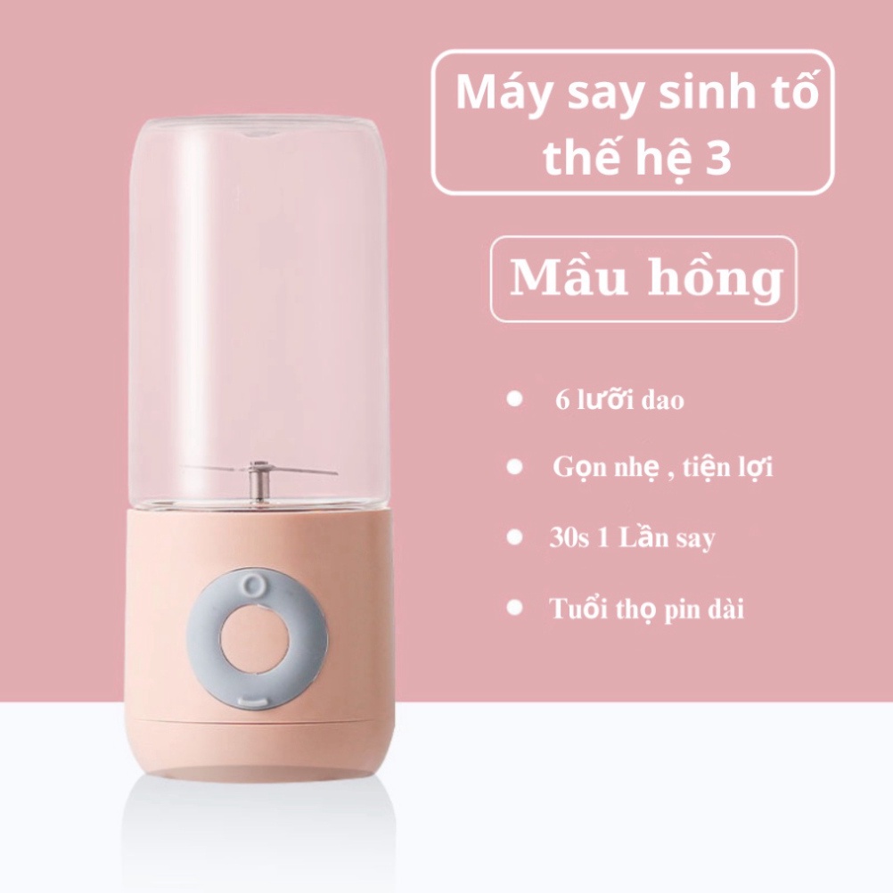 Máy xay sinh tố cầm tay mini đa năng, máy xay cầm tay Bảo Hành 12T Cốc Thủy Tinh 6 Lưỡi 3000mah - Tomato.Store