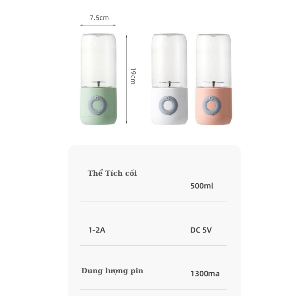 Máy xay sinh tố cầm tay mini đa năng, máy xay cầm tay Bảo Hành 12T Cốc Thủy Tinh 6 Lưỡi 3000mah - Tomato.Store