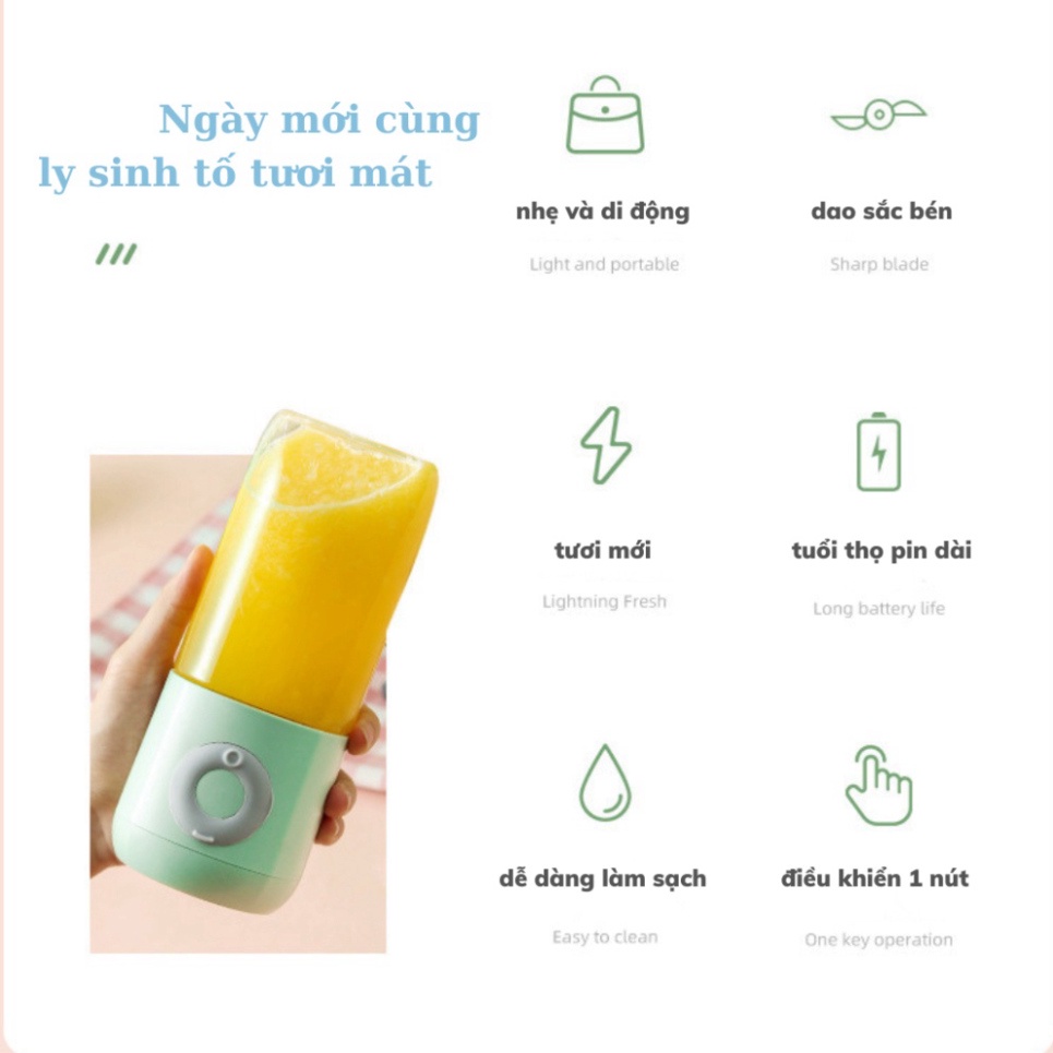 Máy xay sinh tố cầm tay mini đa năng, máy xay cầm tay Bảo Hành 12T Cốc Thủy Tinh 6 Lưỡi 3000mah - Tomato.Store