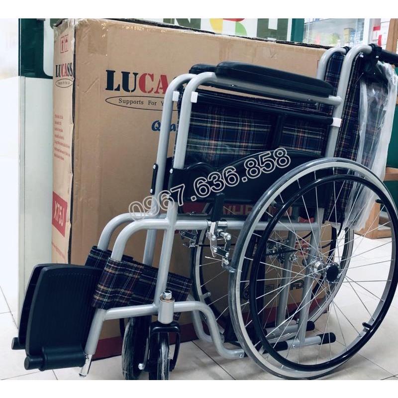Xe Lăn Thường Vải Bạt Lucass X75J Có Tay Phanh Người Đẩy, bh 12 tháng