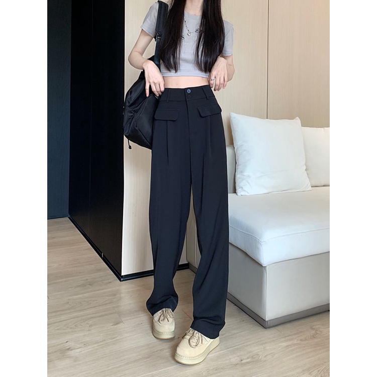 Bán Chạy Nhất Jiashucheng#Quần Dài Ống Rộng Lưng Cao Thời Trang Mùa Hè Phong Cách Mới Cho Nữ