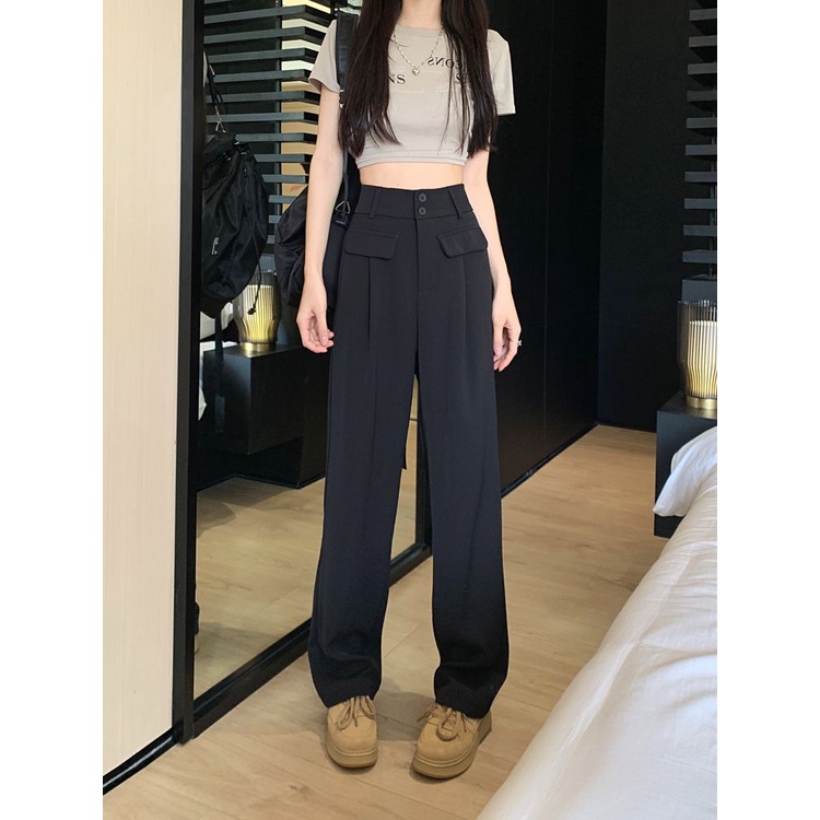 Bán Chạy Nhất Jiashucheng#Quần Dài Ống Rộng Lưng Cao Thời Trang Mùa Hè Phong Cách Mới Cho Nữ