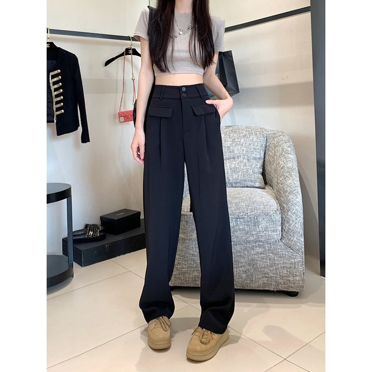 Bán Chạy Nhất Jiashucheng#Quần Dài Ống Rộng Lưng Cao Thời Trang Mùa Hè Phong Cách Mới Cho Nữ