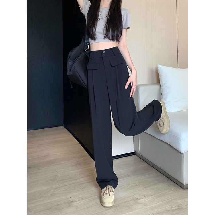 Bán Chạy Nhất Jiashucheng#Quần Dài Ống Rộng Lưng Cao Thời Trang Mùa Hè Phong Cách Mới Cho Nữ