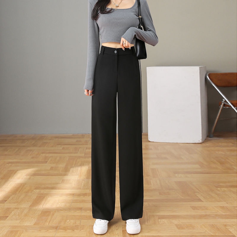 Bán Chạy Nhất Jiashucheng#Quần Dài Ống Rộng Lưng Cao Màu Trắng Trơn Phong Cách Mới Mùa Hè Cho Nữ