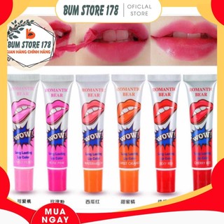Son xăm hàn quốc , son xăm wow dạng lột lâu trôi chống nước - wow romantic bear long lasting lip color