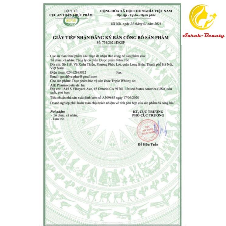 Viên uống Triple White trắng da, chống nắng hàng chính hãng | BigBuy360 - bigbuy360.vn