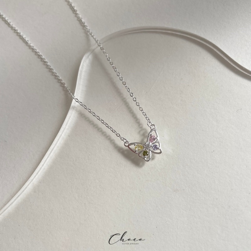 Dây chuyền bạc bướm 4 màu Choco Jewelry