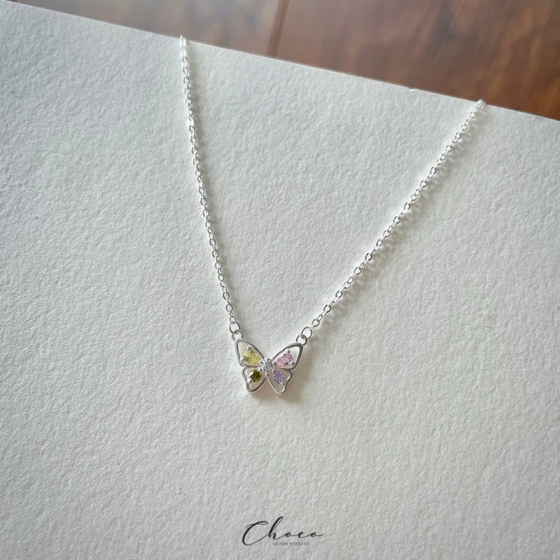 Dây chuyền bạc bướm 4 màu Choco Jewelry