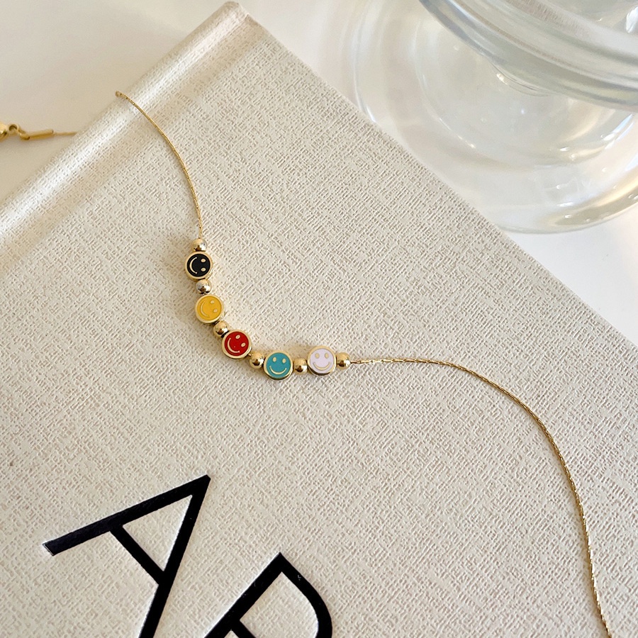 Lắc Chân Dây Xích 5 Mặt Cười Phong Cách Hàn Quốc Sang Trọng Không Phai Màu Dành Cho Bạn Nữ sen