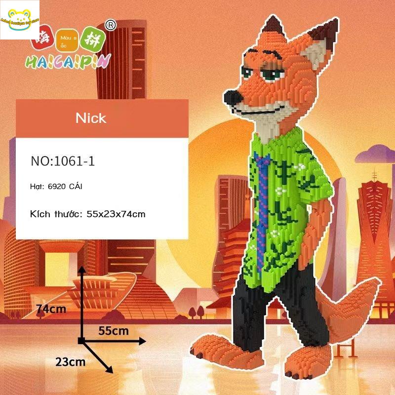 【Hàng có sẵn】Kích thước lớn mới Nick Judy Rabbit khối đánh vần ba chiều dành cho người lớn khối xây dựng đồ chơi lego