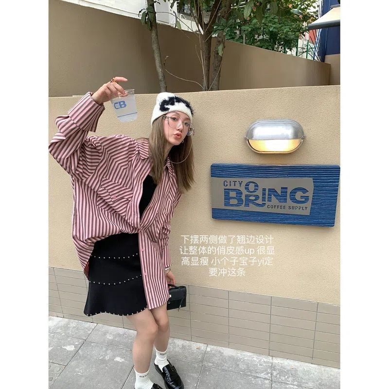 Bán Chạy Nhất Jiashucheng#Chân Váy Chữ a Lưng Cao Đính Đinh Tán Màu Đen Thời Trang Mùa Xuân Cho Nữ