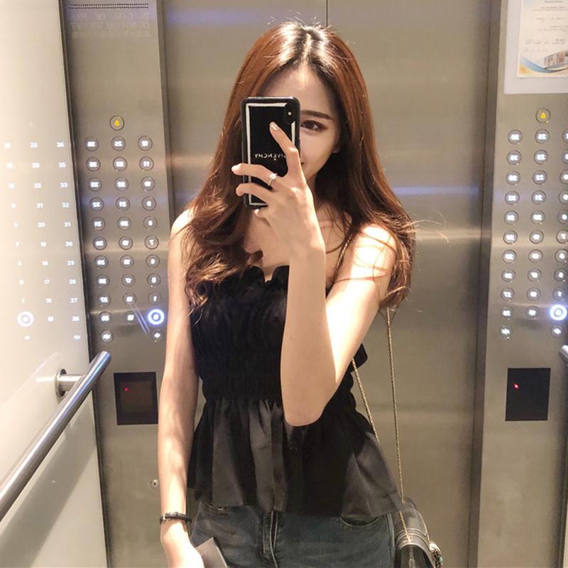 Jiashucheng Áo Ống Ngắn Hở Vai Xếp Ly Phong Cách Hàn Quốc Thời Trang Mùa Hè Hàng Mới Dành Cho Bạn Nữ Mặc Ngoài Trời