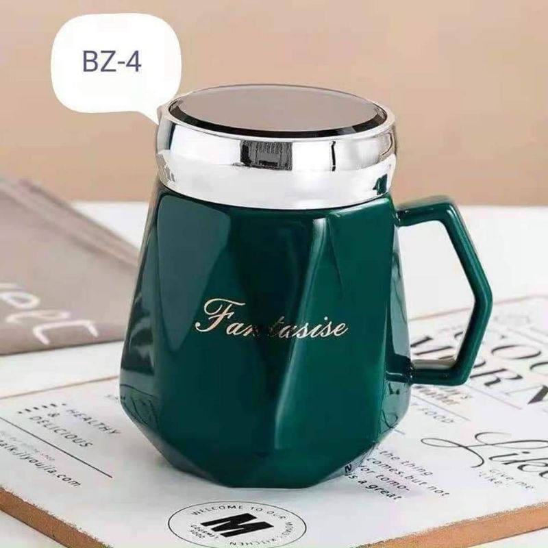 Ca Giữ Nhiệt Bằng Sứ Có Nắp Gương