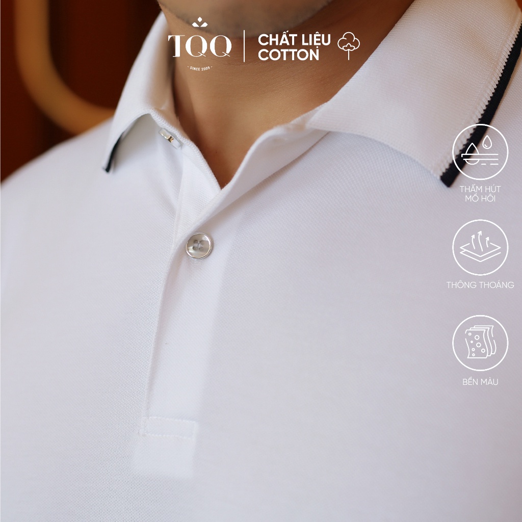 Áo polo nam ngắn tay TQQ PCB2206C cổ bẻ màu trắng nam tính hiện đại