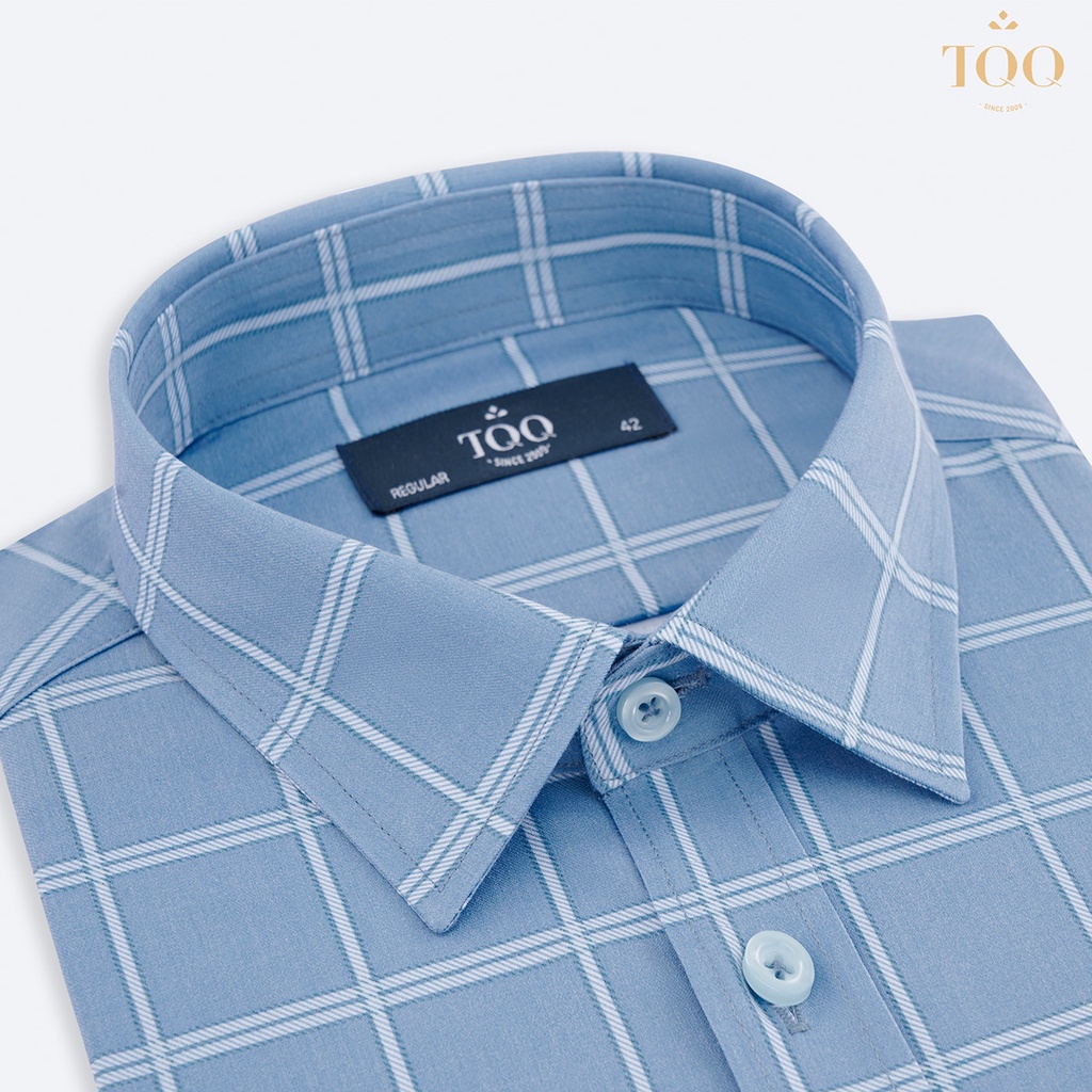 Áo sơ mi nam dài tay cao cấp TQQ RK539CS màu biển nhạt dáng regular fit thoải mái có túi ngực