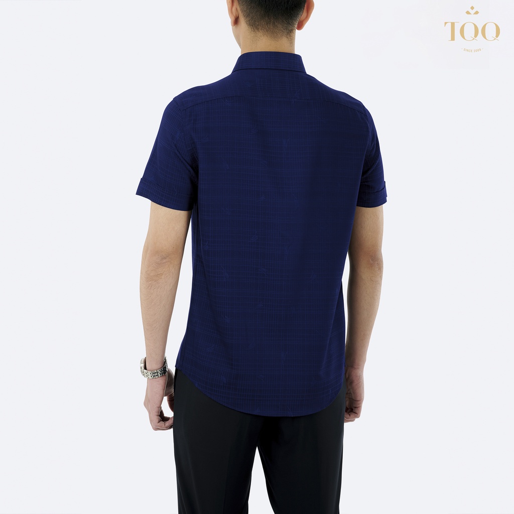 Áo sơ mi nam ngắn tay TQQ dáng Slim fit công sở ôm nhẹ K406CB kẻ chìm lịch lãm thời thượng