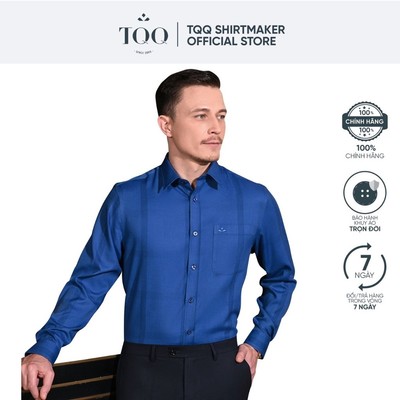 Áo sơ mi nam dài tay TQQ có co dãn hạn chế nhăn dáng Slim fit công sở ôm nhẹ K423CS-CSB màu xanh đậm