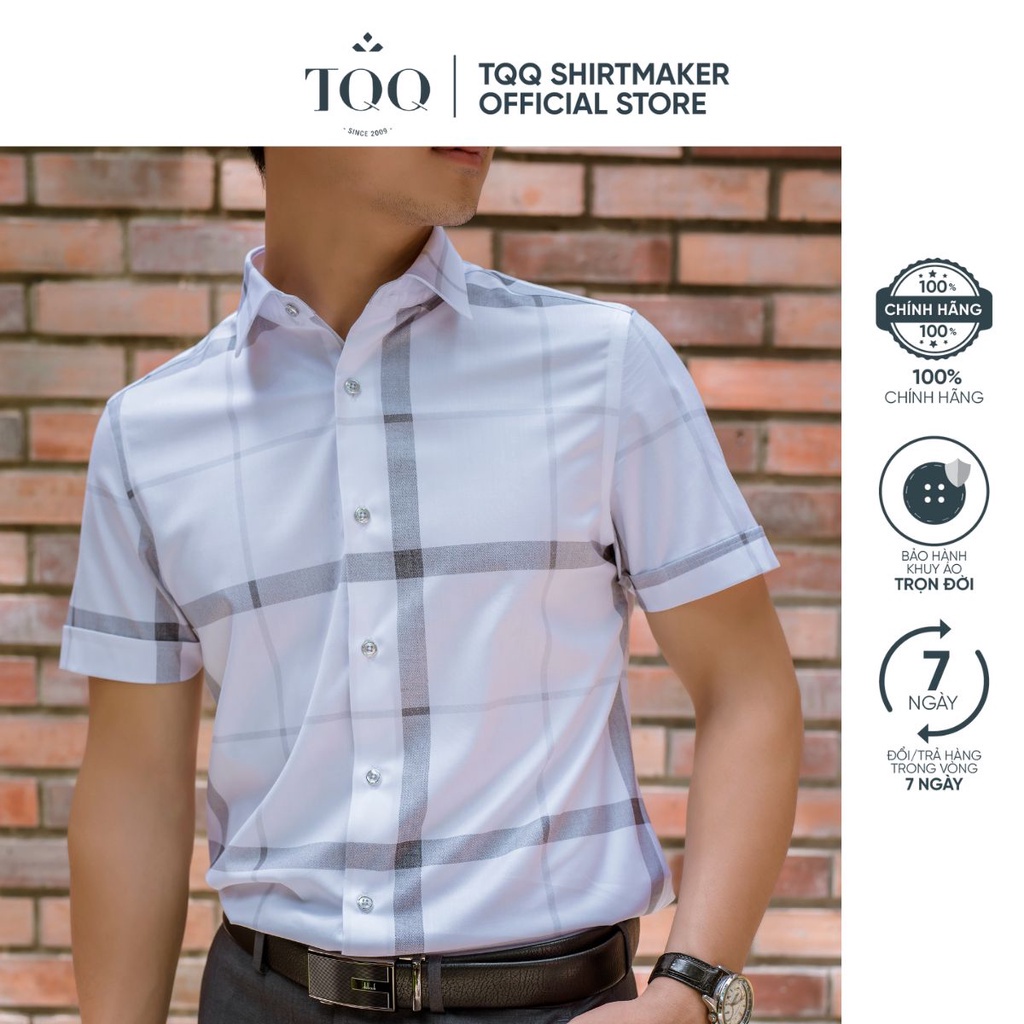 Áo sơ mi nam ngắn tay TQQ dáng Slim fit công sở ôm nhẹ K424CSC-CB sang trong và lịch