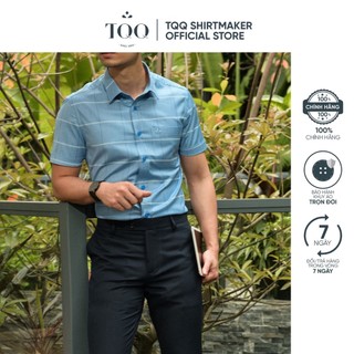 Áo sơ mi nam ngắn tay TQQ dáng Slimfit công sở K377CB chất cotton mịn thoáng mát