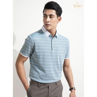 Áo polo nam TQQ kẻ ngang trẻ trung màu xanh dương PC2005