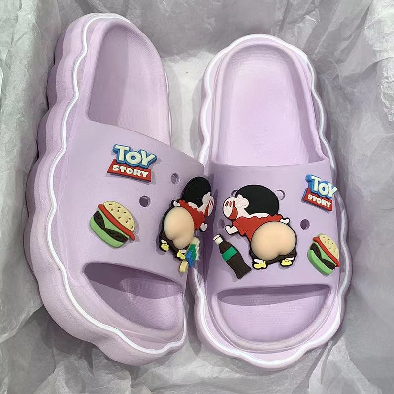 Dép Đế Dày Chống Trượt In Hoạt Hình Cậu Bé Bút Chì Shin Thời Trang Mùa Hè Cá Tính