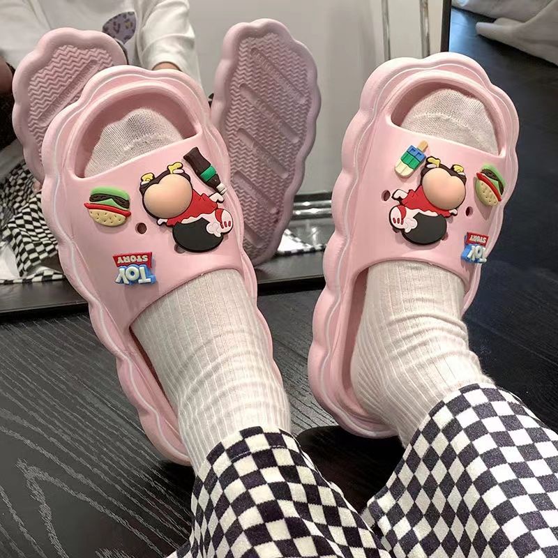 Dép Đế Dày Chống Trượt In Hoạt Hình Cậu Bé Bút Chì Shin Thời Trang Mùa Hè Cá Tính