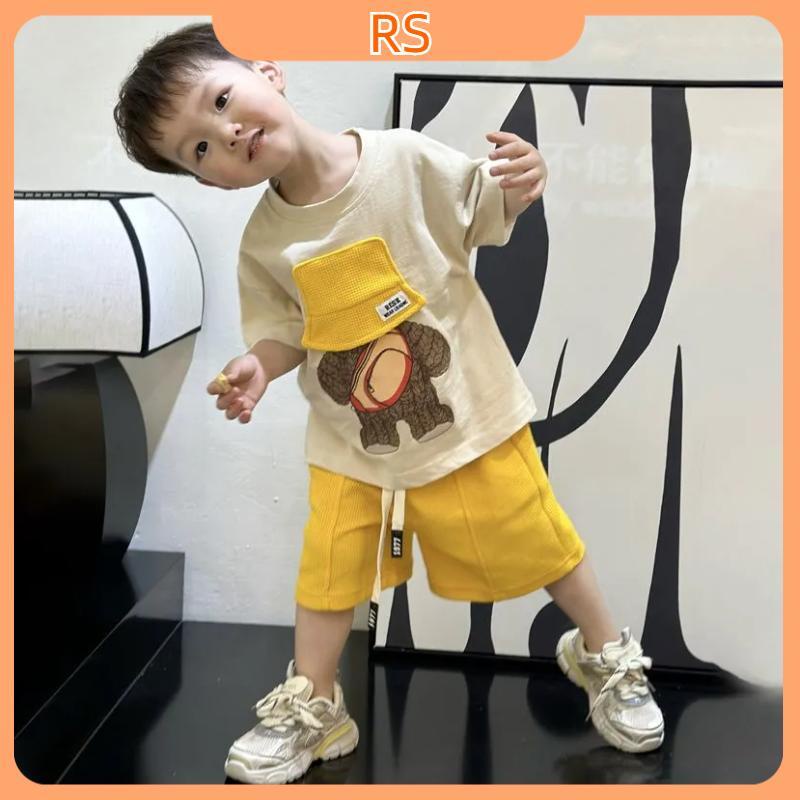 【Hot】 Bộ Đồ Mới Phiên Bản Hàn Quốc Của Phim Hoạt Hình Quần Năm Điểm Ngắn Tay Thời Trang Ins Phong Cách Phù Hợp Với Trẻ Em Bộ Đồ Hai Mảnh