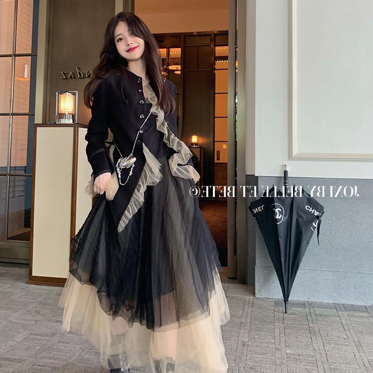 Đầm Hai Dây Dáng Dài Phối Màu Sắc Tương Phản Phong Cách Pháp Thời Trang Quyến Rũ Cho Nữ