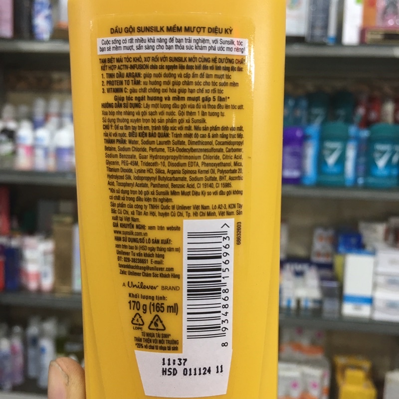 Dầu gội Sunsilk đen óng mượt rạng ngời chai 170g (đủ loại)