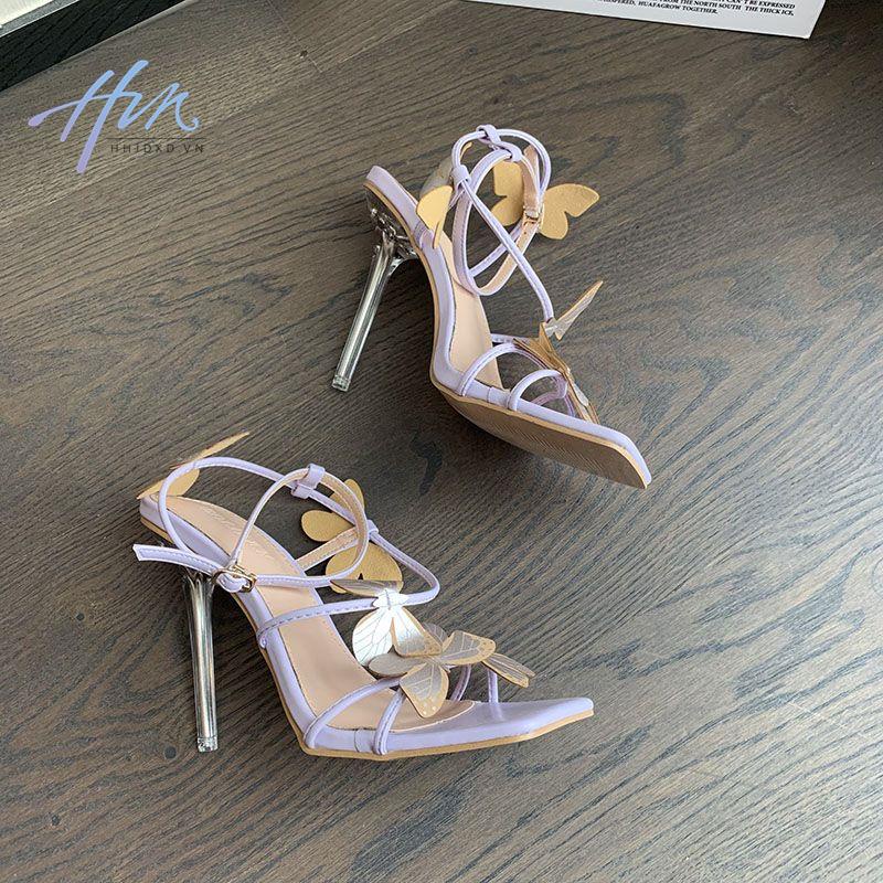 Sandal Cao Gót Một Mảnh Mũi Vuông Đính Nơ Thời Trang Mùa Hè 2023