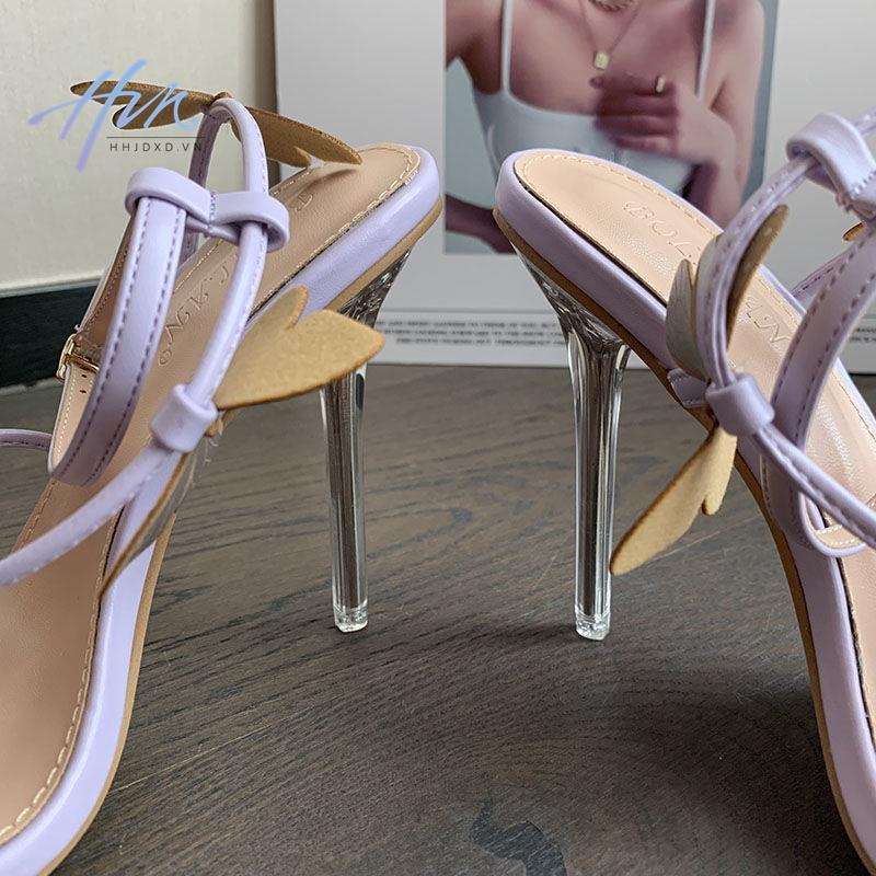 Sandal Cao Gót Một Mảnh Mũi Vuông Đính Nơ Thời Trang Mùa Hè 2023