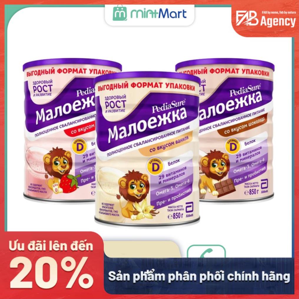 Sữa Pediasure Nga 850g 2 Vị Dâu - Vani - Socola cho bé từ 1 đến 10 tuổi