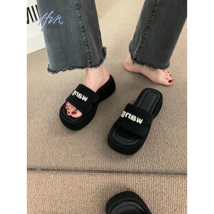 Dép Sandal Đế Dày Màu Đen Phong Cách Roman Thời Trang Mùa Hè Cho Nữ