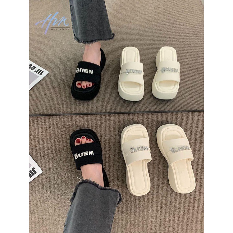 Dép Sandal Đế Dày Màu Đen Phong Cách Roman Thời Trang Mùa Hè Cho Nữ