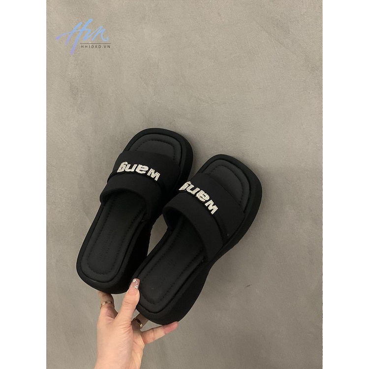 Dép Sandal Đế Dày Màu Đen Phong Cách Roman Thời Trang Mùa Hè Cho Nữ