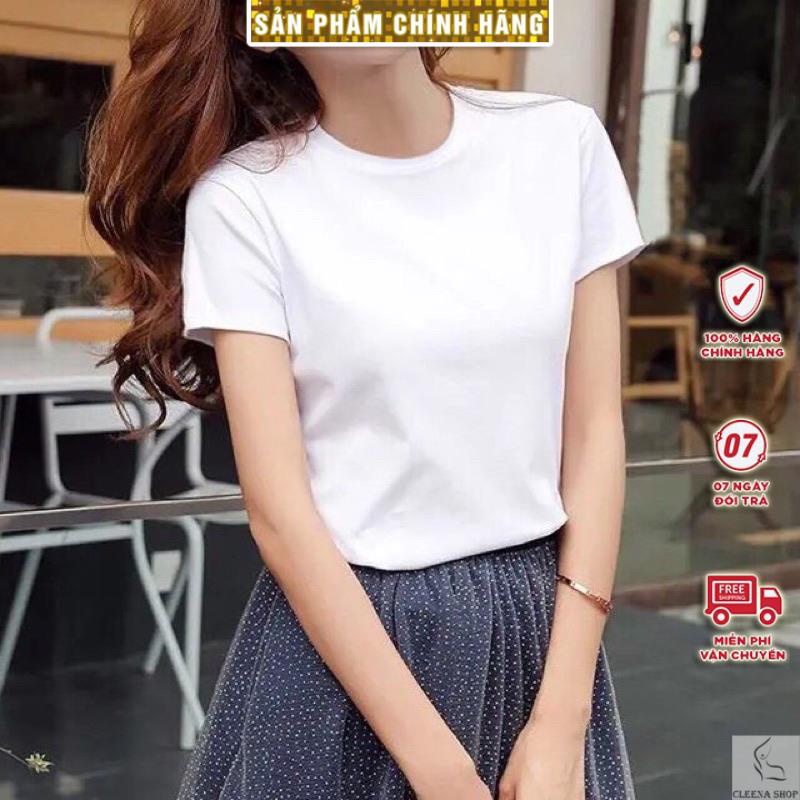 Áo Thun Nữ Basic Fit Trơn Dáng Ôm Nhẹ Chất Liệu Premium Cotton 4 Chiều Màu Trắng Đen Thấm Hút Thoáng Mát